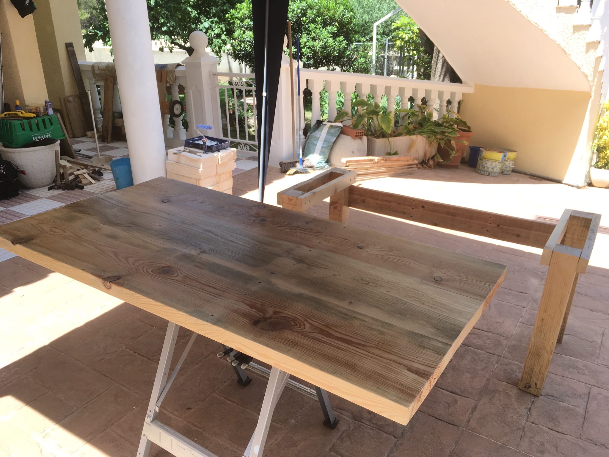 After sanding and varnishing the table