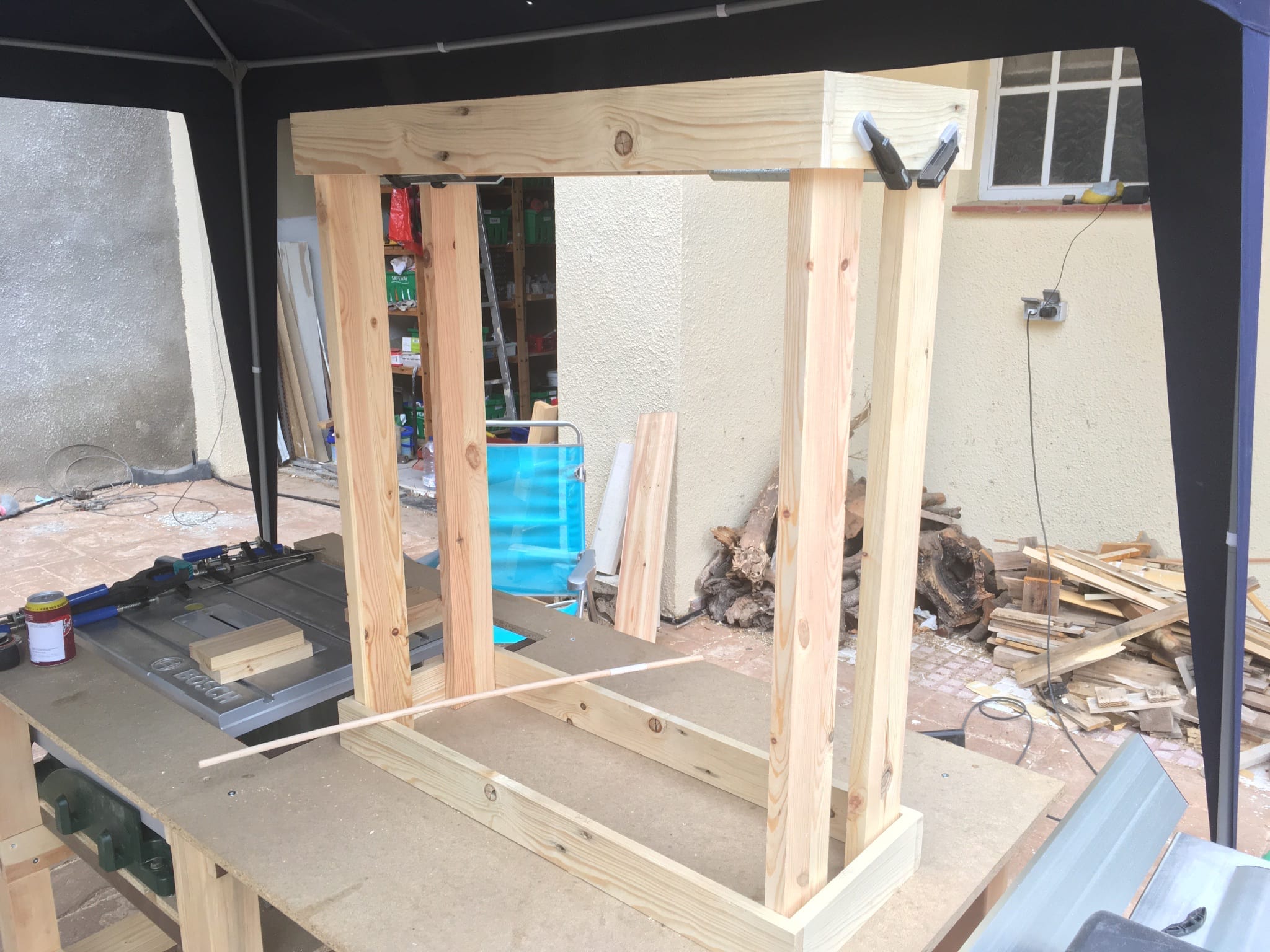 Two boxes cut in half make the frame